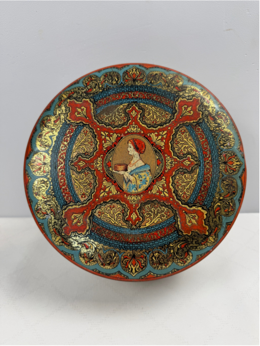Vintage James Strachan Limited Fruitcake Tin, Red and Gold